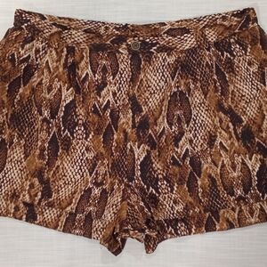 Rachel Zoe Women's Snake Print Shorts HiRise Brown Two-Layer Flowy